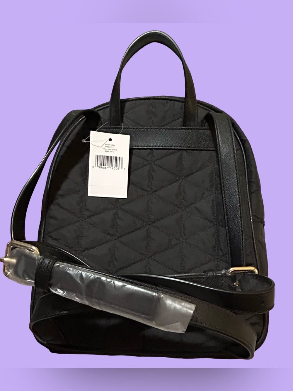 NWT KATE SPADE QUILTED BACKPACK,DIAMOND PATTERN, w/GOLD TONE HARDWARE.ADJUSTABLE - Picture 7 of 16